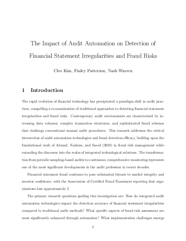 (PDF) The Impact of Audit Automation on Detection of Financial ...