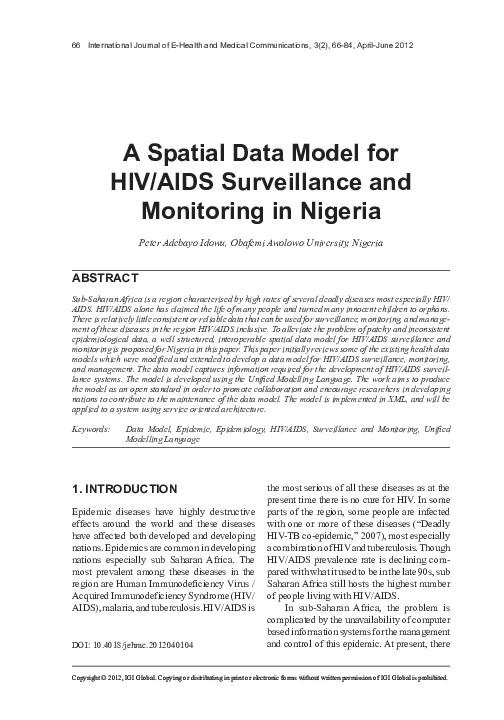 (PDF) A Spatial Data Model for HIV/AIDS Surveillance and Monitoring in ...