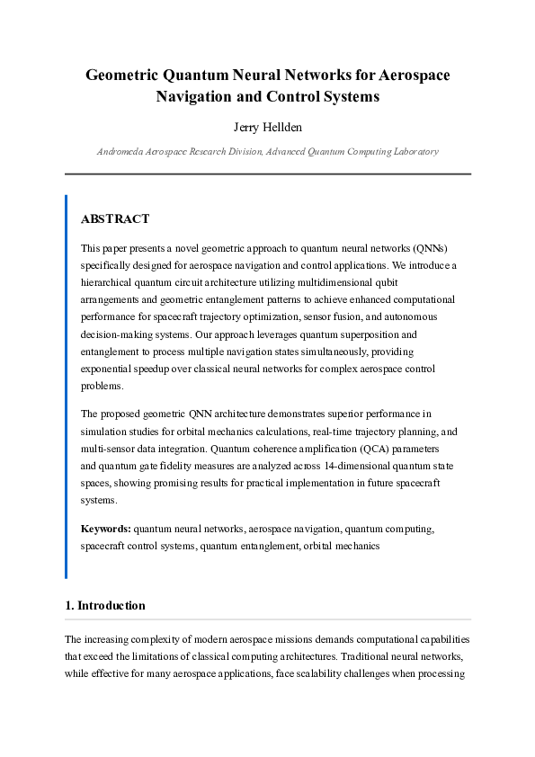 (PDF) Geometric Quantum Neural Networks for Aerospace Navigation and ...