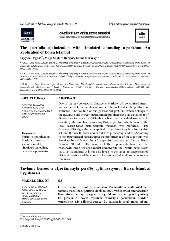 (PDF) The portfolio optimization with simulated annealing algorithm: An ...