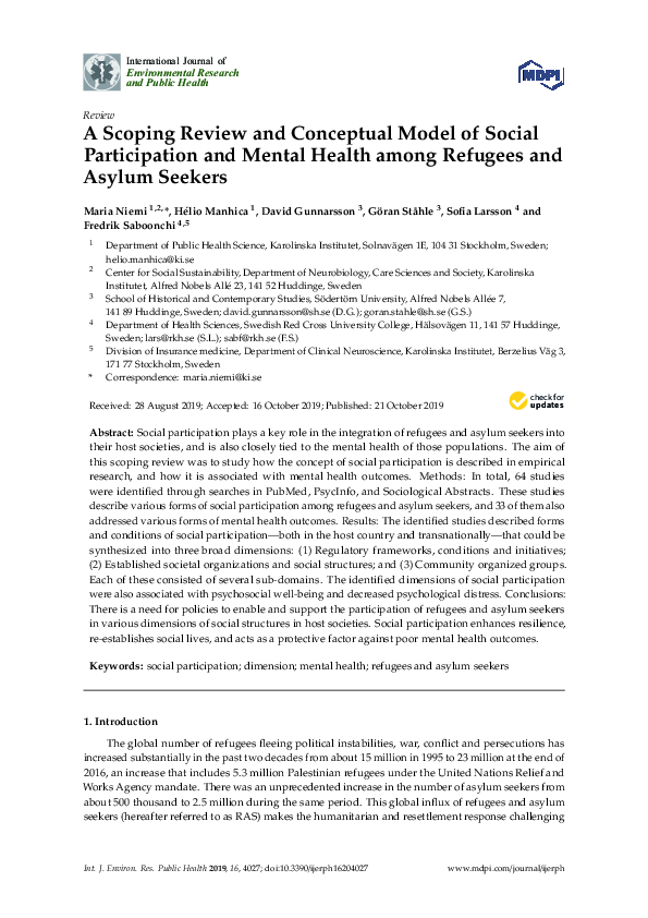(PDF) A Scoping Review and Conceptual Model of Social Participation and ...