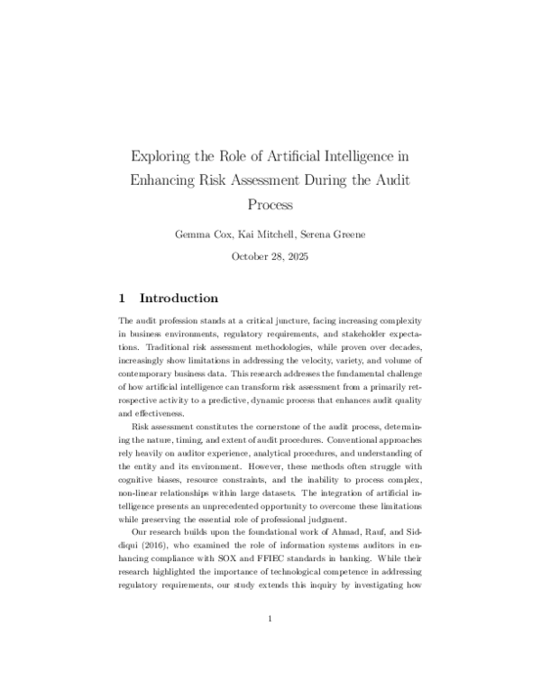 (PDF) Exploring the Role of Artificial Intelligence in Enhancing Risk ...