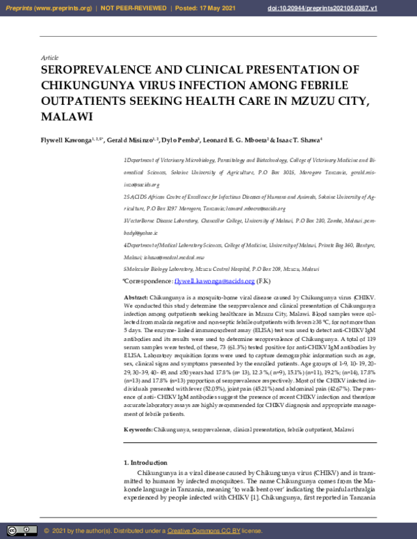(PDF) Seroprevalence and Clinical Presentation of Chikungunya Virus ...