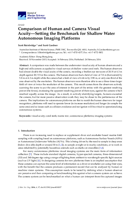 (PDF) Comparison of Human and Camera Visual Acuity—Setting the ...
