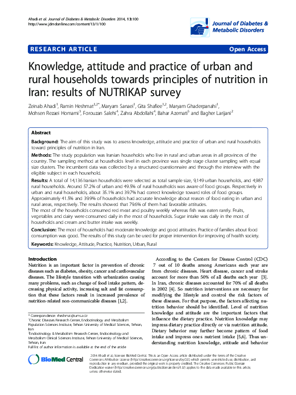 (PDF) Knowledge, attitude and practice of urban and rural households ...