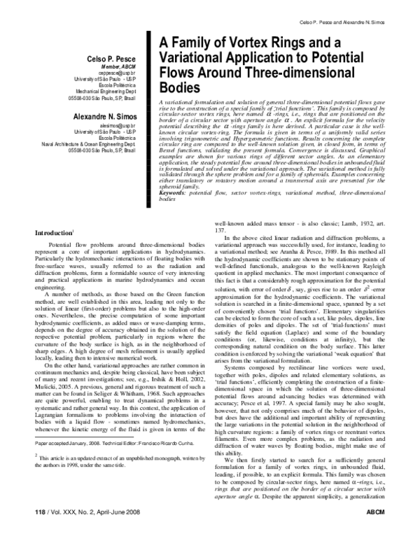 (PDF) A family of vortex rings and a variational application to ...