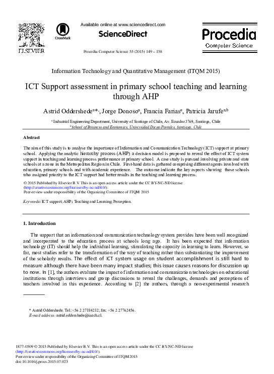 (PDF) ICT Support Assessment in Primary School Teaching and Learning ...
