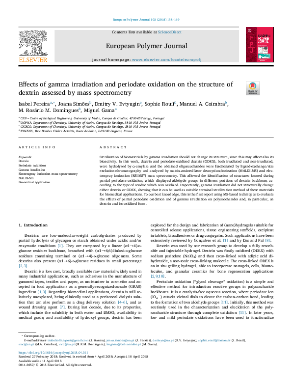 (PDF) Effects of gamma irradiation and periodate oxidation on the ...
