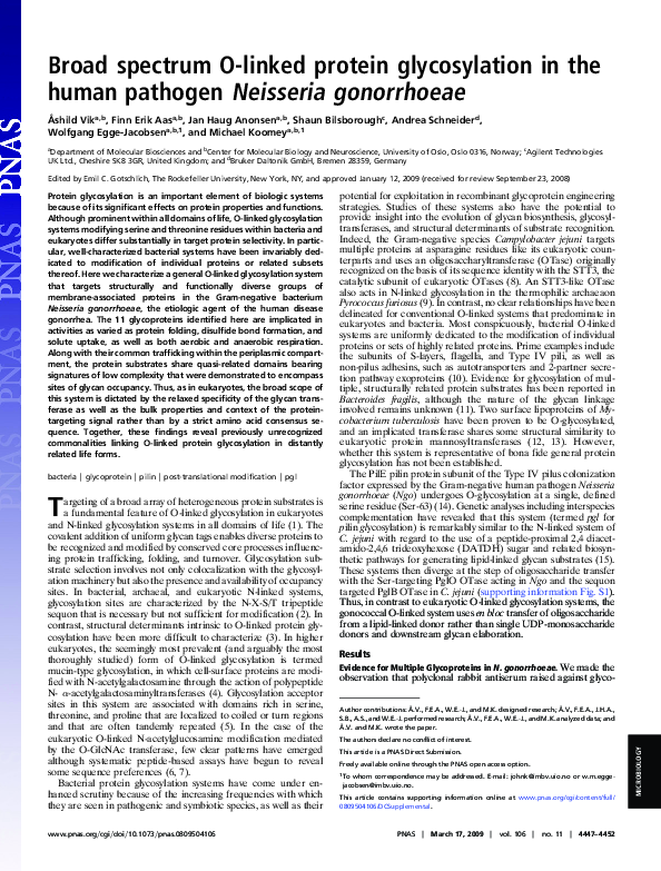 (PDF) Broad spectrum O-linked protein glycosylation in the human ...