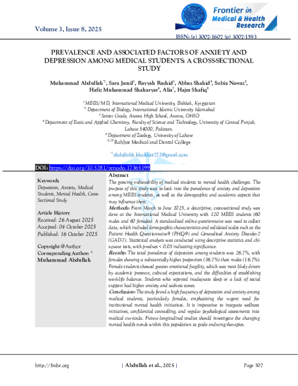 (PDF) PREVALENCE AND ASSOCIATED FACTORS OF ANXIETY AND DEPRESSION AMONG ...