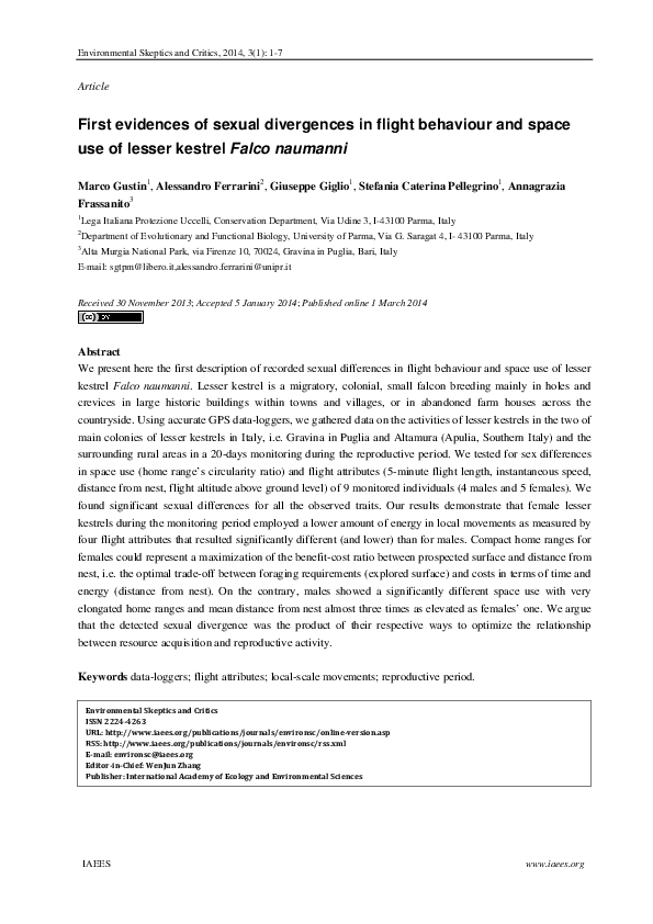 (PDF) First evidences of sexual divergences in flight behaviour and ...