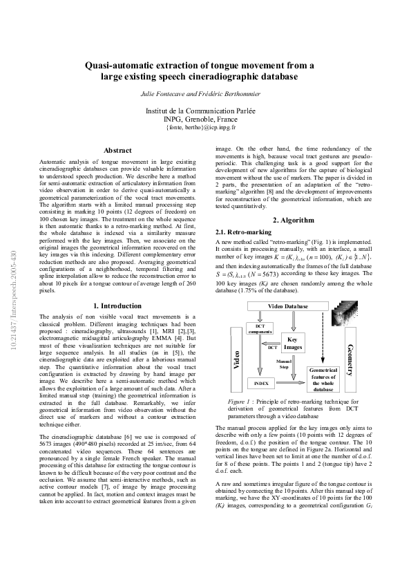 (PDF) Quasi-automatic extraction of tongue movement from a large ...