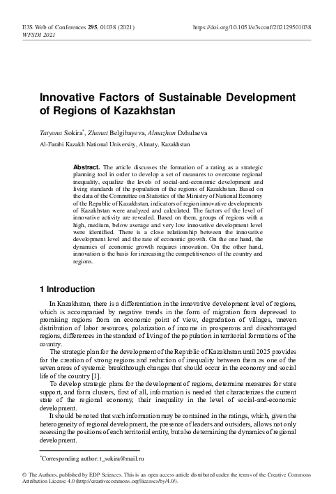 (PDF) Innovative Factors of Sustainable Development of Regions of ...