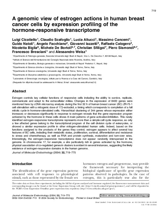 (PDF) A genomic view of estrogen actions in human breast cancer cells ...