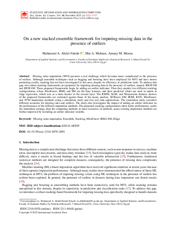 (PDF) On a new stacked ensemble framework for imputing missing data in ...