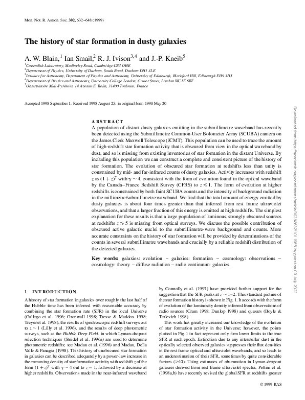 (PDF) The history of star formation in dusty galaxies