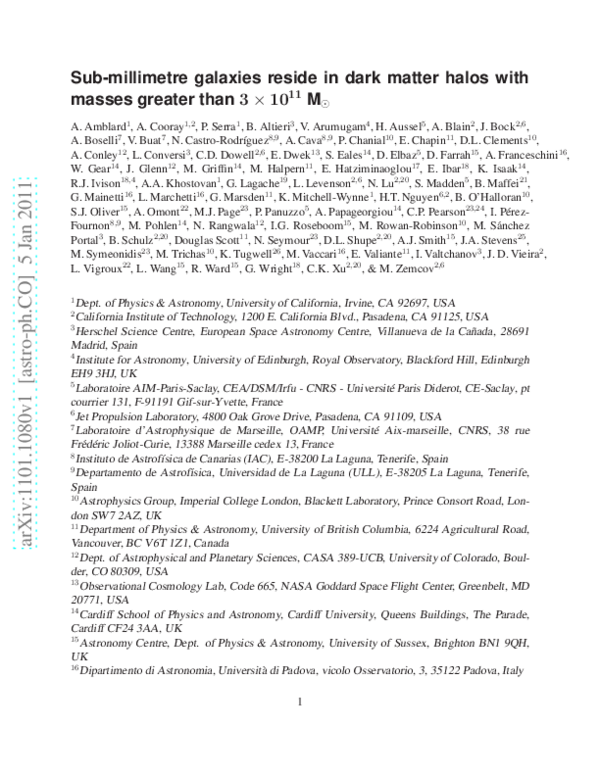 (PDF) Submillimetre galaxies reside in dark matter haloes with masses ...