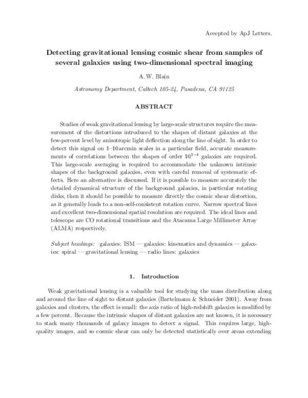 (PDF) Detecting Gravitational Lensing Cosmic Shear from Samples of ...