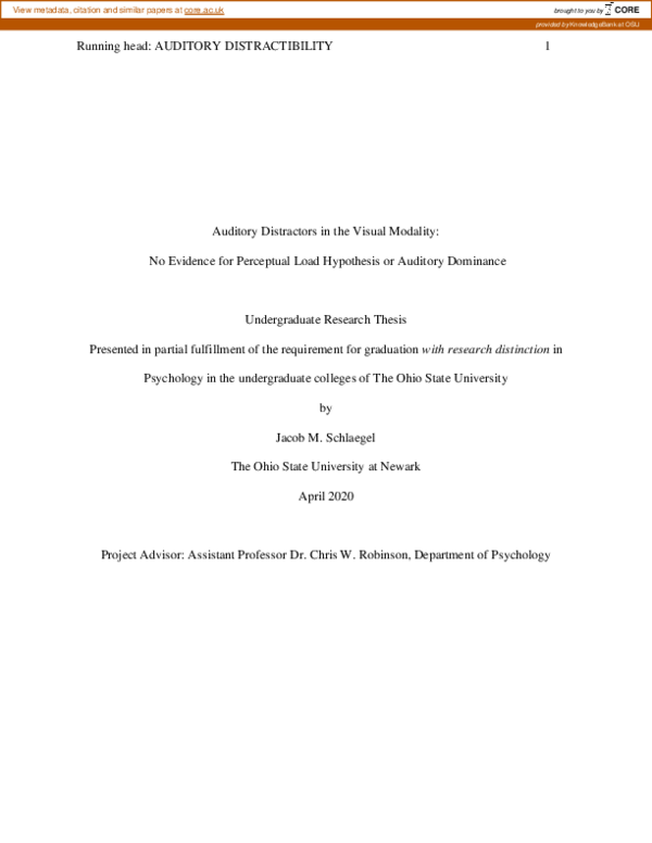 (PDF) Auditory Distractors in the Visual Modality: No Evidence for ...