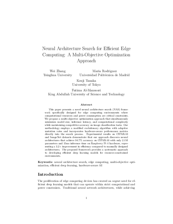 (PDF) Neural Architecture Search for Efficient Edge Computing: A Multi ...