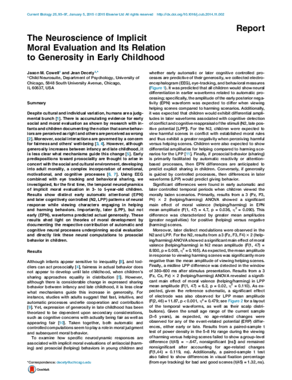 (PDF) The neuroscience of implicit moral evaluation and its relation to ...
