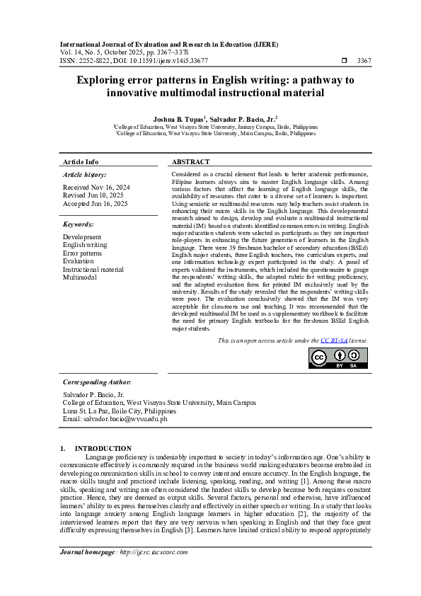 (PDF) Exploring error patterns in English writing: a pathway to ...
