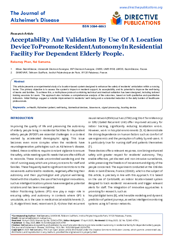 (PDF) Acceptability And Validation By Use Of A Location Device To ...