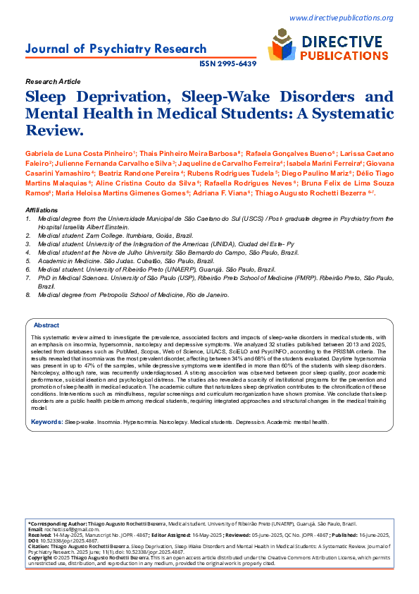 (PDF) Sleep Deprivation, Sleep-Wake Disorders and Mental Health in ...