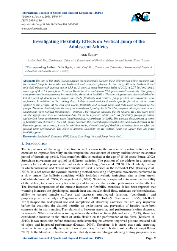 (PDF) Investigating Flexibility Effects on Vertical Jump of the ...