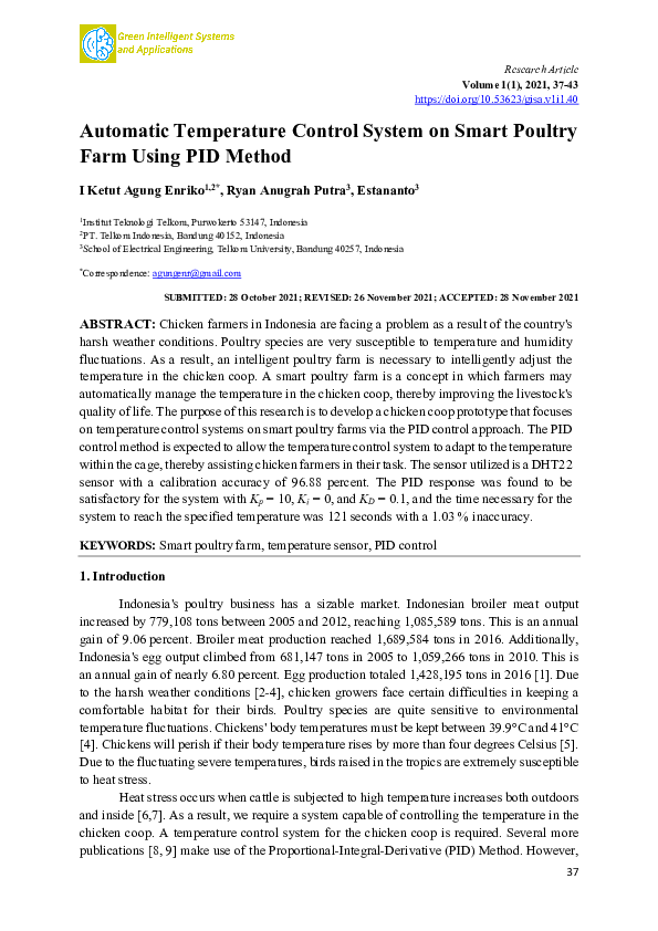 (PDF) Automatic Temperature Control System on Smart Poultry Farm Using ...