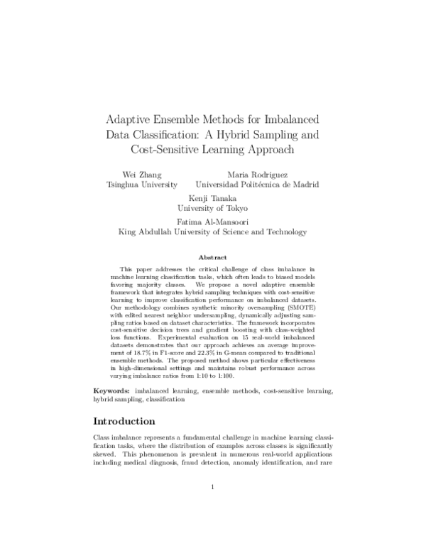(PDF) Adaptive Ensemble Methods for Imbalanced Data Classification: A ...