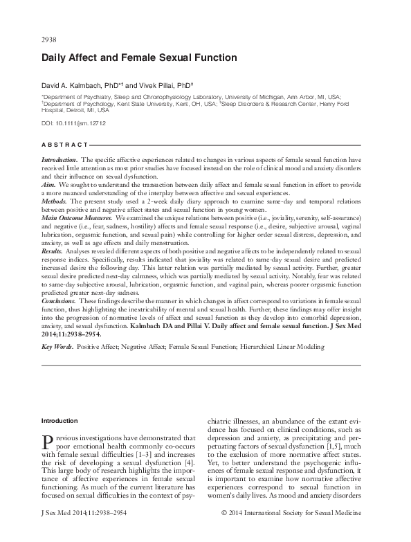 (PDF) Daily affect and female sexual function