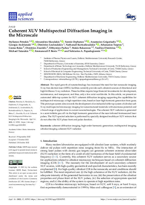 (PDF) Coherent XUV Multispectral Diffraction Imaging in the Microscale