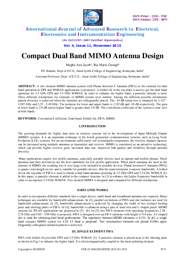 (PDF) Compact Dual Band MIMO Antenna Design