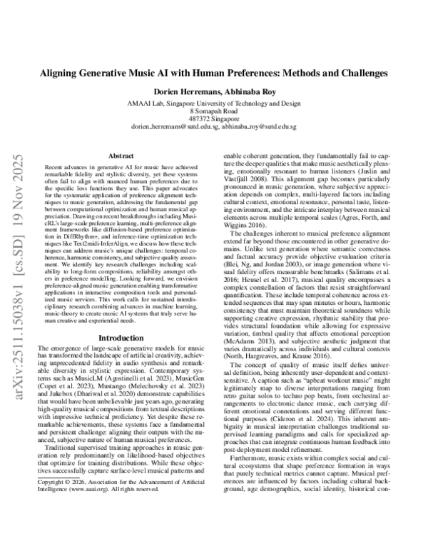 (PDF) Aligning Generative Music AI with Human Preferences: Methods and ...