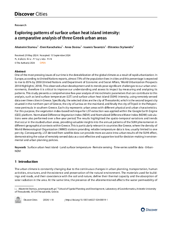 (PDF) Exploring patterns of surface urban heat island intensity: a ...