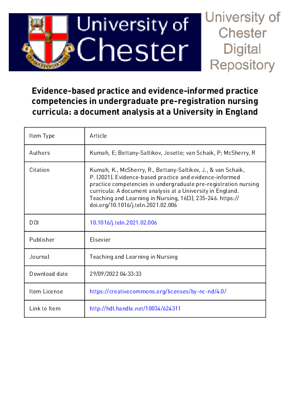 (PDF) Evidence-based practice and evidence-informed practice ...