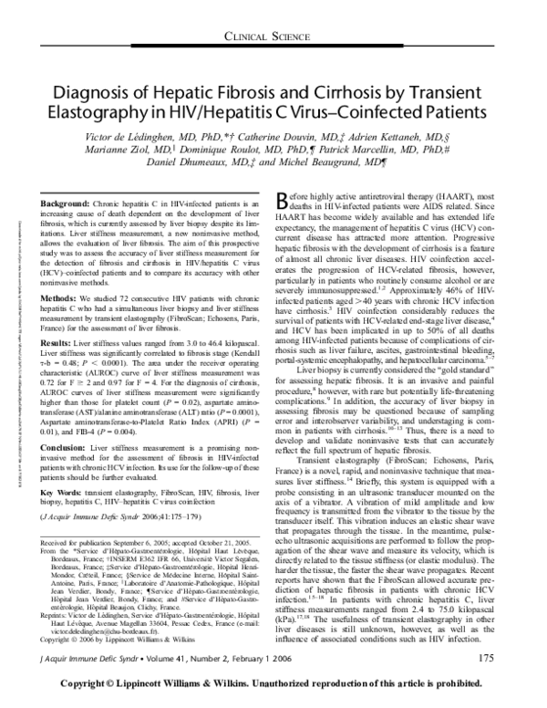 (PDF) Diagnosis of Hepatic Fibrosis and Cirrhosis by Transient ...
