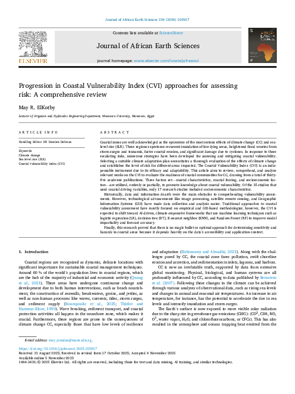 (PDF) Progression in Coastal Vulnerability Index (CVI) approaches for ...