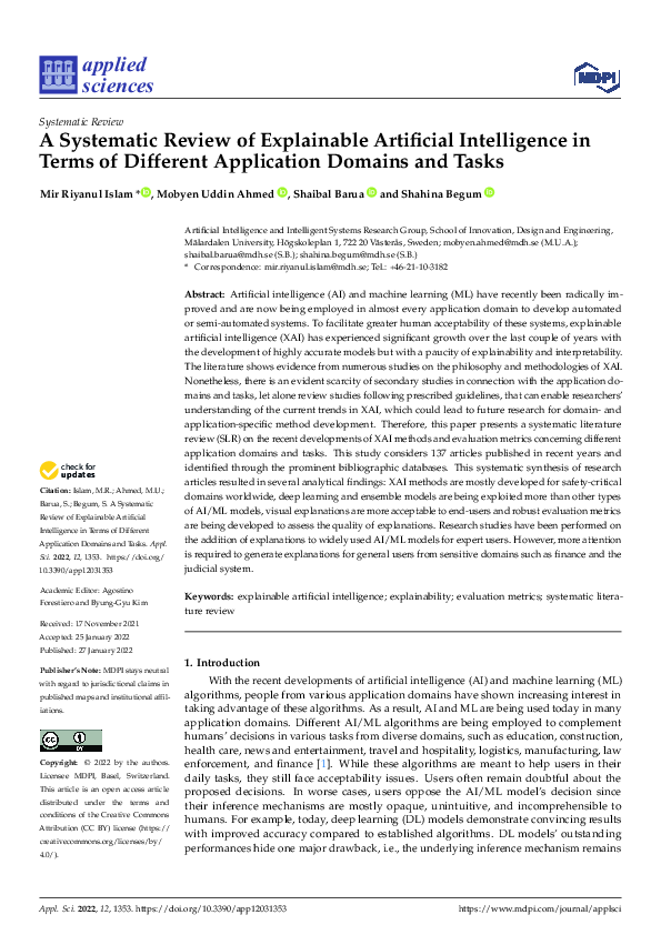 (PDF) A Systematic Review of Explainable Artificial Intelligence in ...