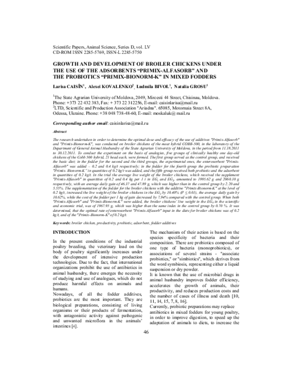 (PDF) Growth and development of broiler chickens under the use of the ...