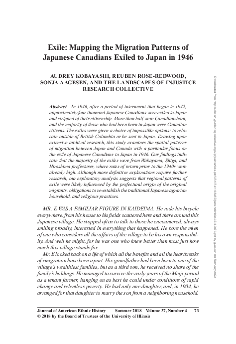 (PDF) Exile: Mapping the Migration Patterns of Japanese Canadians ...