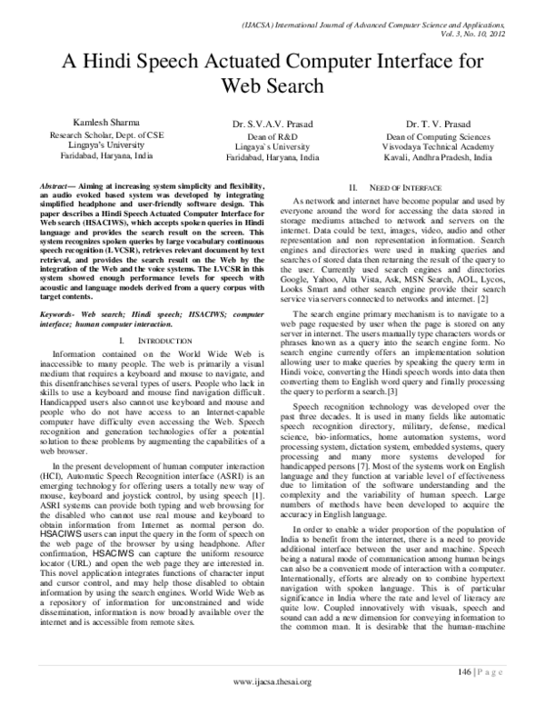 (PDF) A Hindi Speech Actuated Computer Interface for Web Search