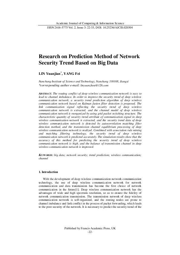 (PDF) Network Security Situation Prediction System Based on Neural ...