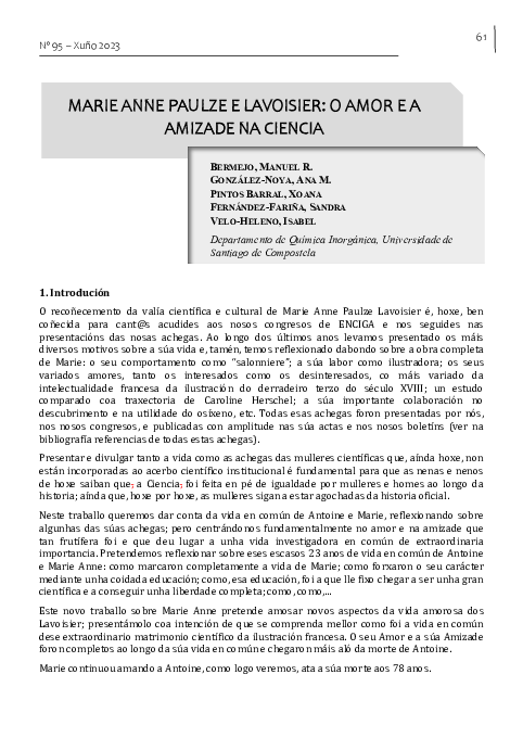 (PDF) Marie Anne Paulze e Lavoisier: o amor e a amizade na ciencia