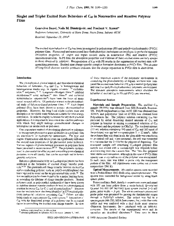(PDF) Singlet and Triplet Excited State Behaviors of C60 in Nonreactive ...
