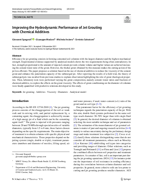 (PDF) Improving the Hydrodynamic Performance of Jet Grouting with ...