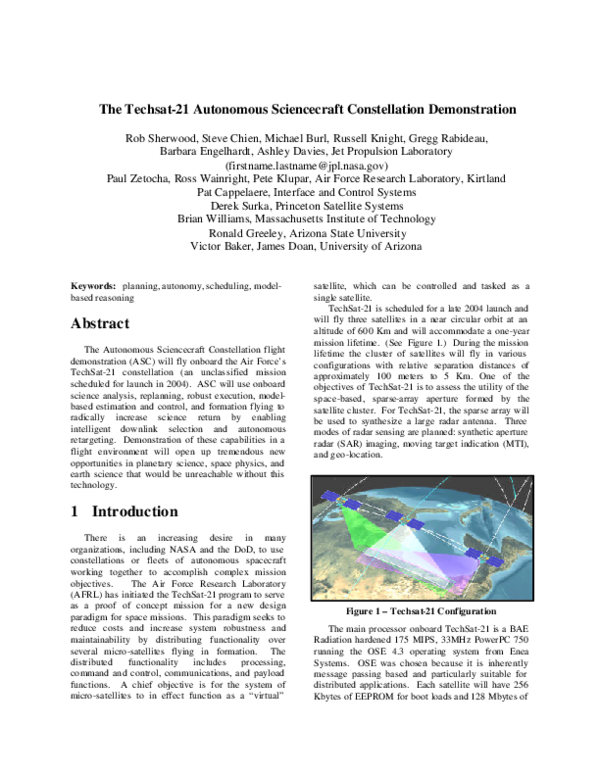 (PDF) The Techsat-21 autonomous sciencecraft constellation demonstration