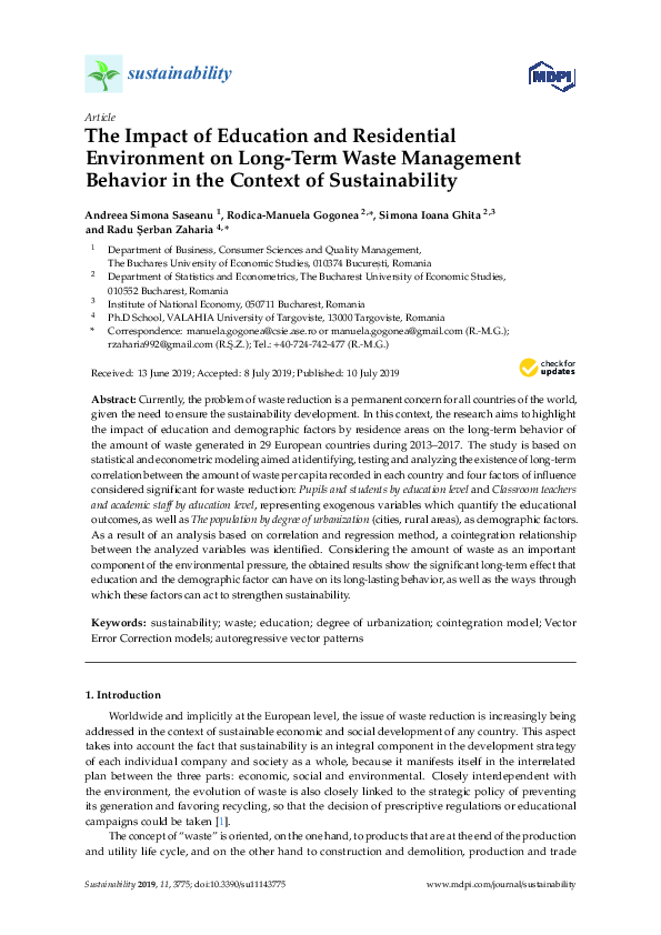 (PDF) The Impact of Education and Residential Environment on Long-Term ...