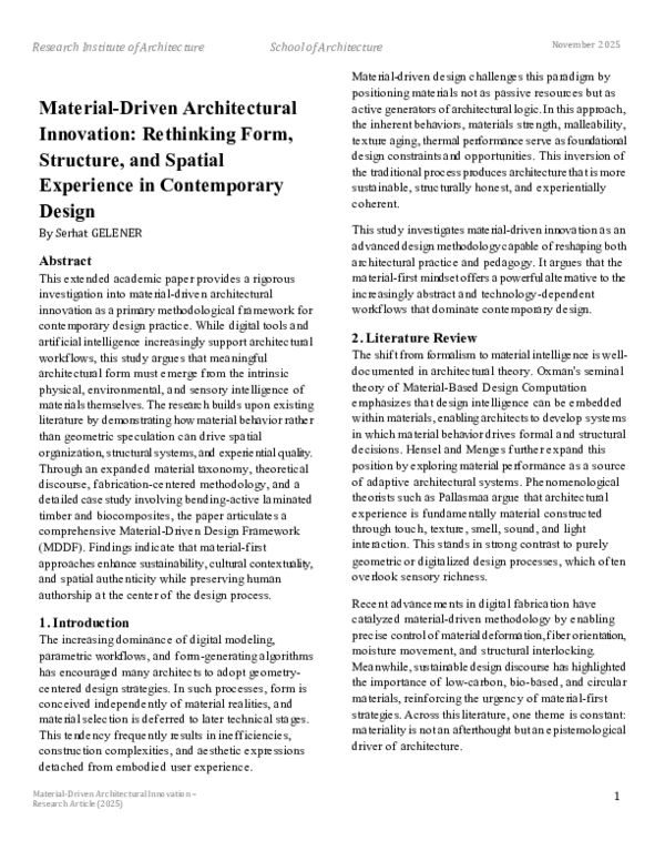(PDF) Material-Driven Architectural Innovation: Rethinking Form ...